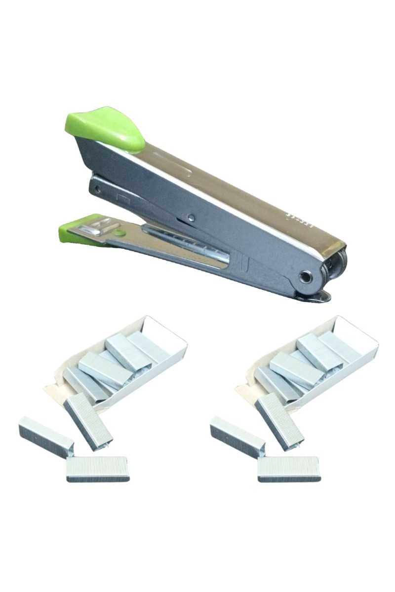 Hitech Sales Stapler(1) with Staples Set(2) | Compact Metal Stapler with Grip and Extra Staple Pins for Office, School, and Home Use