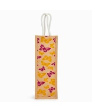 Jute Fabric Bottle Holder Bag | Printed Reusable Gift Bag with Sturdy Rope Handles | Lightweight & Durable Design