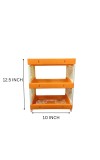 Plastic Multipurpose Storage Rack Self, Durable, Space-Saving, Adjustable, Versatile, Organizer (Orange)