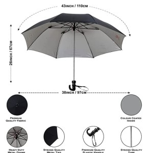 Hitech K.C.PAUL & SONS RAJ 2 Fold Black Polyester Men Umbrella