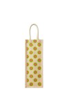 Jute Fabric Bottle Holder Bag | Printed Reusable Jute Wine Bottle with Polka Dot Print Gift Bag with Sturdy Rope Handles | Lightweight & Durable Design (Polka dot print)