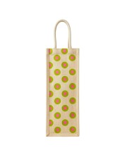 Jute Fabric Bottle Holder Bag | Printed Reusable Jute Wine Bottle with Polka Dot Print Gift Bag with Sturdy Rope Handles | Lightweight & Durable Design (Polka dot print)