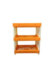 Plastic Multipurpose Storage Rack Self, Durable, Space-Saving, Adjustable, Versatile, Organizer (Orange)
