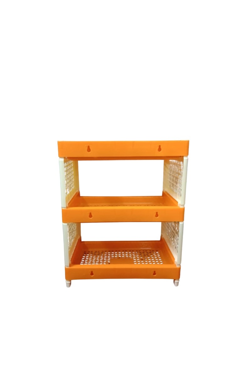 Plastic Multipurpose Storage Rack Self, Durable, Space-Saving, Adjustable, Versatile, Organizer (Orange)