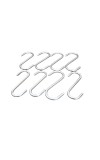 Stainless Steel S Shaped Hooks for Kitchen & Bathroom – Heavy Duty Rust Resistant Hanging Hooks for Utensils, Pots, Clothes & Accessories (Set of 8). (8)