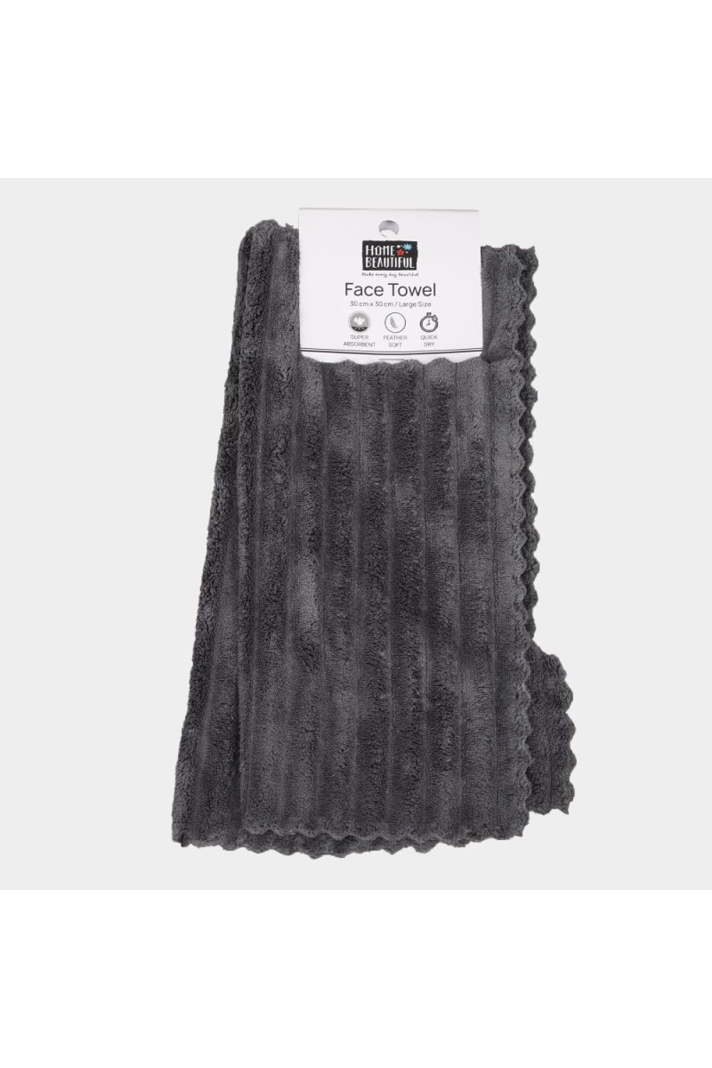 Home Beautiful 220 GSM Grey Polymide Face Towel - (M3155)