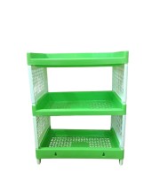 Plastic Multipurpose Storage Rack Self, Durable, Space-Saving, Adjustable, Versatile, Organizer (Green)