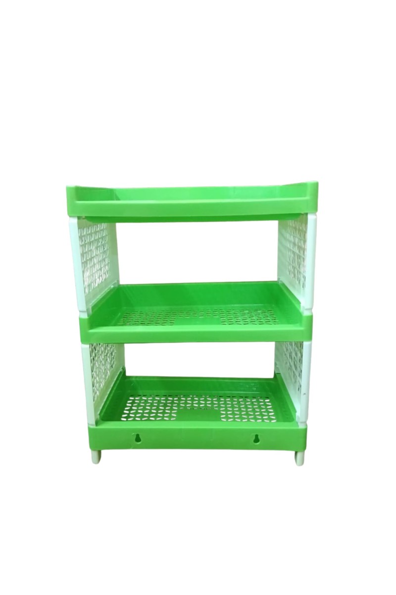 Plastic Multipurpose Storage Rack Self, Durable, Space-Saving, Adjustable, Versatile, Organizer (Green)