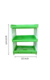 Plastic Multipurpose Storage Rack Self, Durable, Space-Saving, Adjustable, Versatile, Organizer (Green)