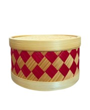 Handmade Storage Box with Lid | Traditional Woven Bamboo Container for Kitchen, Home Décor, Dry Snacks, jewleery Sweets, & Gifts | Eco-Friendly Round Bamboo Box (3.8/6.8)