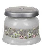 Royal Plastic Bathroom Stool with Floral Design – Lightweight, Durable & Multipurpose – White & Grey (Standard Size)