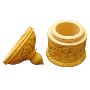 HiTechMart Handcrafted Wooden Sindoor Box with Intricate Carvings – Traditional Decorative Storage Container with Lid for Pooja & Gifting