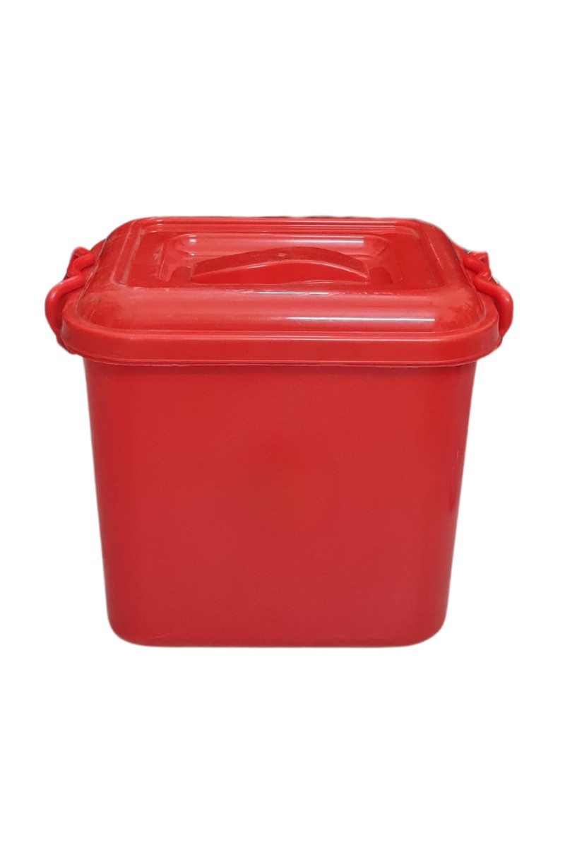 HiTechMart Red Plastic Storage Container with Lid – Durable, Multipurpose, Airtight & Stackable Bin for Home, Office, and Kitchen Organization