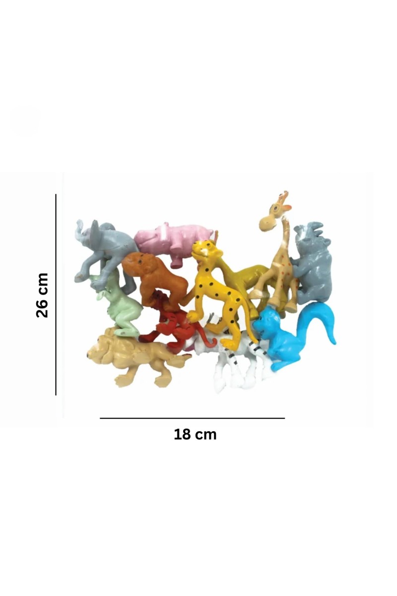 HI TECH Sales Mini Jungle Animal Toys Set – 12 Pcs Colorful Plastic Animal Figures for Kids – Educational Toy Set for Learning, Playtime, Cake Toppers, Party Favors & DIY Crafts