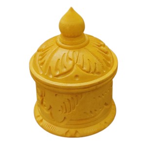 HiTechMart Handcrafted Wooden Sindoor Box with Intricate Carvings – Traditional Decorative Storage Container with Lid for Pooja & Gifting