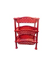 3 Layer Multi-Purpose Home Kitchen Office Storage Plastic Basket Rack Organizer Vegetables Fruits or Files Home & kitchen racks and shelves for storage (Red)
