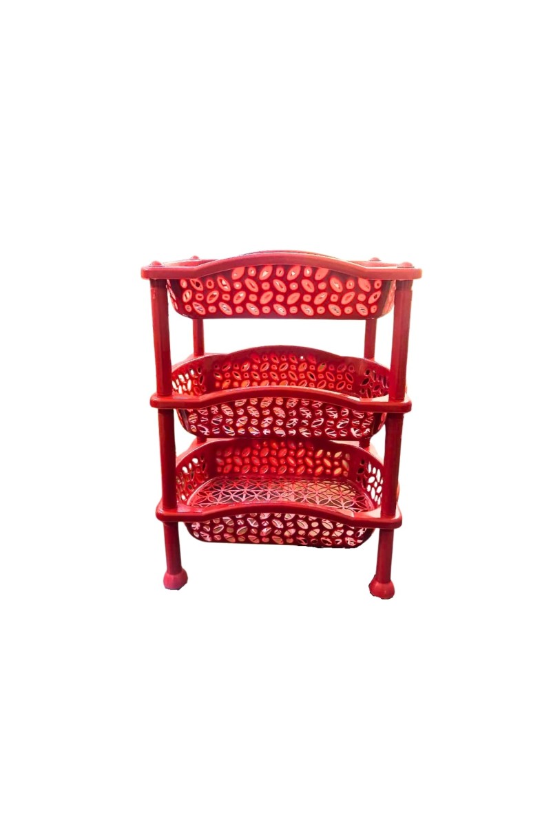 3 Layer Multi-Purpose Home Kitchen Office Storage Plastic Basket Rack Organizer Vegetables Fruits or Files Home & kitchen racks and shelves for storage (Red)
