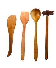 Wooden Cooking Spoons Set of 4 | Handmade Kitchen Utensils for Cooking & Serving | Natural Wood Spatula, Turner, Masher & Serving Spoon for Non-Stick Cookware