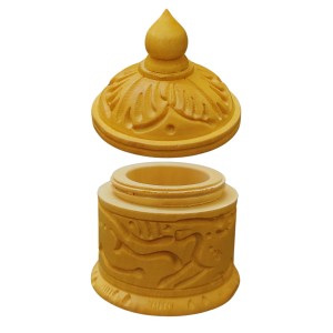 HiTechMart Handcrafted Wooden Sindoor Box with Intricate Carvings – Traditional Decorative Storage Container with Lid for Pooja & Gifting