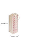 Eco-Friendly Jute Bottle Bag with Rope Handle – Reusable Burlap Wine Gift Bag for Champagne, Water & Beverage Bottles – Pink Floral Print (Pink Small flowers)