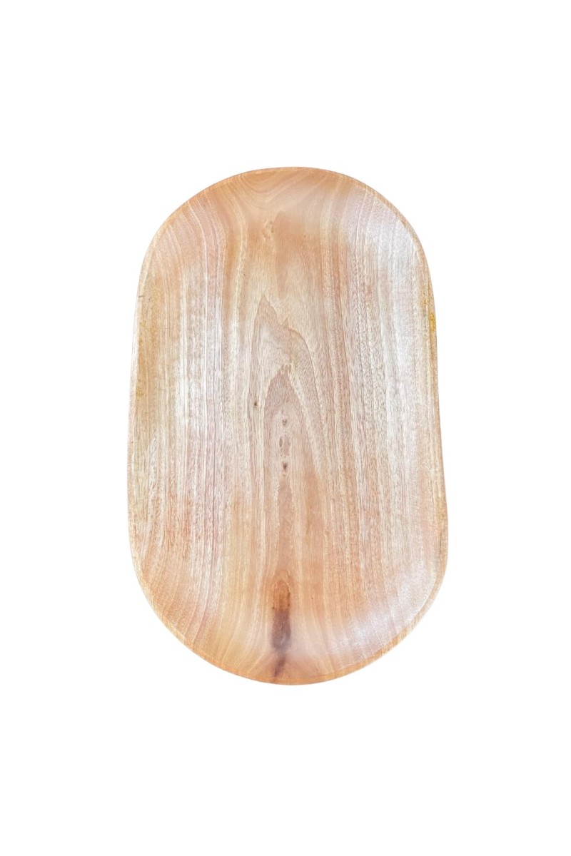 Rectangular Oval Wood Tray - Wooden Trays Tea Serving Tray 14.5X 8.5 Inch Kitchen Table Plate Snack Fruit Decorative Trays for Restaurant Hotel Coffee Shop Home