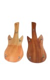 Wooden Guitar Shape Wall Key Holder with 5 Metal Hooks Set of 2 | Decorative Key Stand for Home, Office & Gift Use