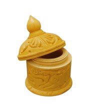 HiTechMart Handcrafted Wooden Sindoor Box with Intricate Carvings – Traditional Decorative Storage Container with Lid for Pooja & Gifting