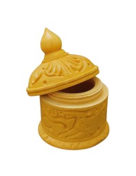 HiTechMart Handcrafted Wooden Sindoor Box with Intricate Carvings – Traditional Decorative Storage Container with Lid for Pooja & Gifting