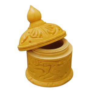 HiTechMart Handcrafted Wooden Sindoor Box with Intricate Carvings – Traditional Decorative Storage Container with Lid for Pooja & Gifting