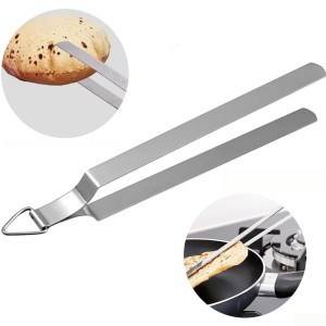 Stainless Steel Roti Chimta – Heavy Duty Chapati Tongs for Gas Stove, Rust Resistant Kitchen Tongs for Roti, Phulka & Paratha