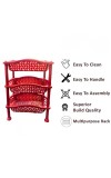 3 Layer Multi-Purpose Home Kitchen Office Storage Plastic Basket Rack Organizer Vegetables Fruits or Files Home & kitchen racks and shelves for storage (Red)