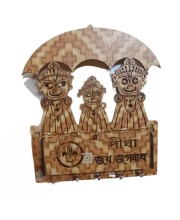 Handcrafted Wooden Key Holder for Wall | Decorative Key Stand with Hooks for Home & Office | Stylish Key Hanger Organizer (Wood Finish) (Light Brown)