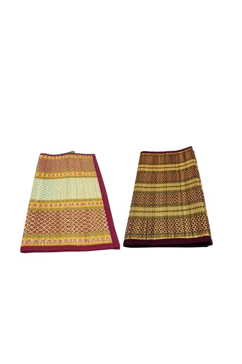 Ashan Traditional Handwoven Straw Mats – Foldable Floor Carpets for Home, Outdoor, Yoga, Picnic – Durable & Lightweight (Combo of 2, Multicolor)