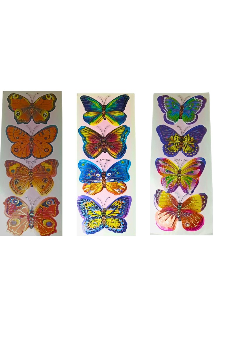 Decorative 8D Butterfly Wall Stickers – 4 PCS Realistic 3D Butterfly Decals for Bedroom, Living Room, Nursery, Home Decor – Removable, Waterproof, Easy to Apply (Multicolor) (3)
