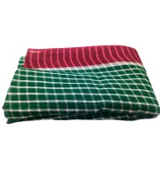 Traditional Cotton Gamcha Checkered Design – Green & White with Red Border | Multipurpose Handloom Towel, Absorbent Bath & Face Cloth.