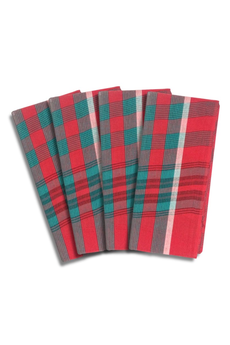 HiTechMart Mens Cotton Thorthu Towel with Zari Border Traditional South Indian Bath Towel for Puja, Travel & Daily Use Soft, Lightweight & Absorbent 68 x 30