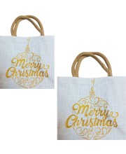 women's jute Tote Bag (set of 2)– Large Reusable Jute Burlap Bag with Handles, Ornament Design, Eco-Friendly Bag for Shopping, Parties & Decorations