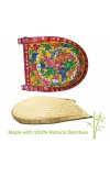 Handicrafts Bamboo Kulo Tray – Yellow Color Handmade & Hand-Painted Bamboo Soop/Basket for Puja, Home Decor, Storage & Gifting বাঁশের কুলো (13 x 18 inch)
