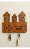 Handcrafted Wooden Key Holder for Wall | Decorative Key Stand with Hooks for Home & Office | Stylish Key Hanger Organizer (Wood Finish) (Deep Brown)