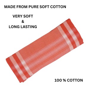 Vibrant Orange Colour Gamcha | Soft, Absorbent Cotton Towel for Bath, Travel, and Everyday Use (4)