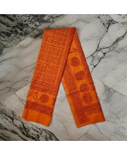 HiTechMart Namabali with Hare Krishna Print – Saffron Color Cotton Angavastram - Ram Naam Hindu Religious Cloth for Puja, Meditation & Spiritual Rituals - 58 x 34 inch