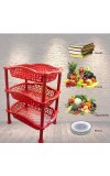 3 Layer Multi-Purpose Home Kitchen Office Storage Plastic Basket Rack Organizer Vegetables Fruits or Files Home & kitchen racks and shelves for storage (Red)