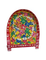 Handicrafts Bamboo Kulo Tray – Yellow Color Handmade & Hand-Painted Bamboo Soop/Basket for Puja, Home Decor, Storage & Gifting বাঁশের কুলো (13 x 18 inch)