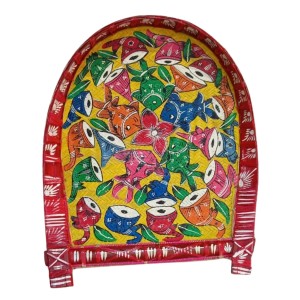 Handicrafts Bamboo Kulo Tray – Yellow Color Handmade & Hand-Painted Bamboo Soop/Basket for Puja, Home Decor, Storage & Gifting বাঁশের কুলো (13 x 18 inch)