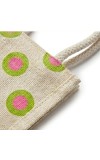 Jute Fabric Bottle Holder Bag | Printed Reusable Jute Wine Bottle with Polka Dot Print Gift Bag with Sturdy Rope Handles | Lightweight & Durable Design (Polka dot print)