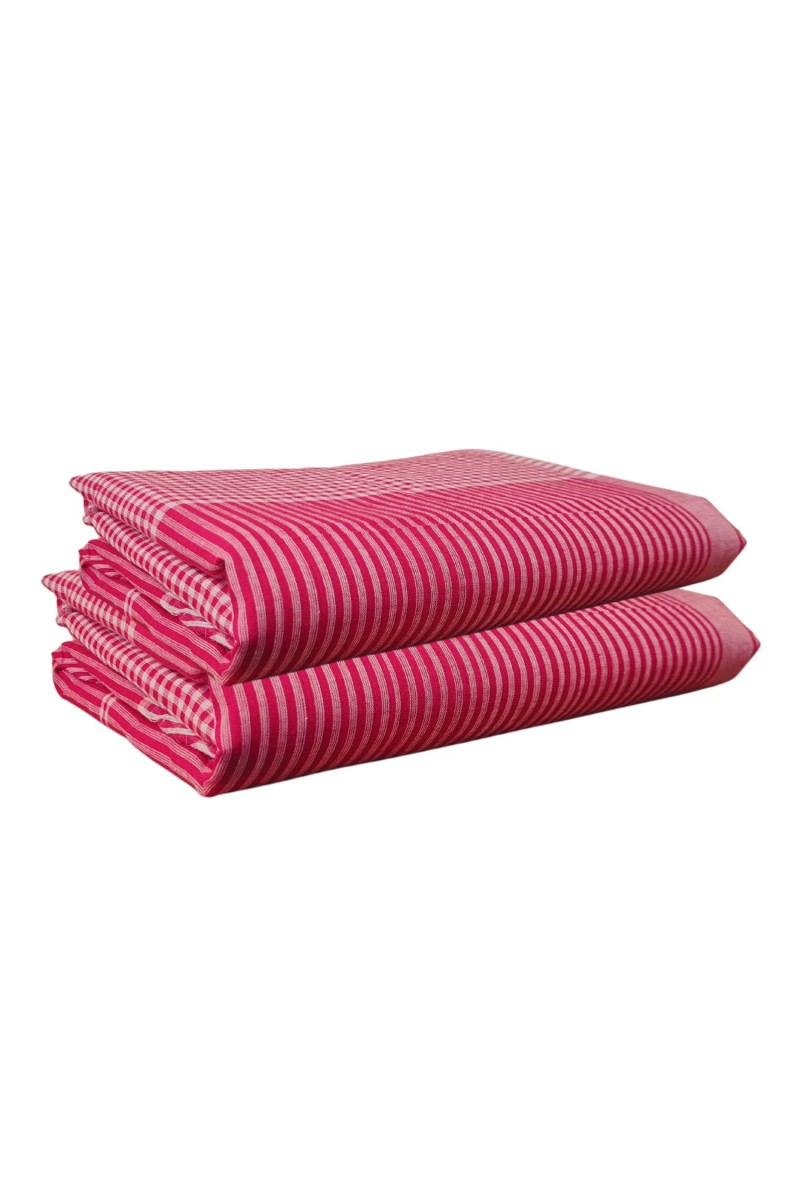 Hitech Sales Men's and Women's Soft Cotton Bengali Traditional Checkered Gamcha for Pooja and Religious Purpose, Bath (Red and White, Set of 2, 76 x 35 inch)