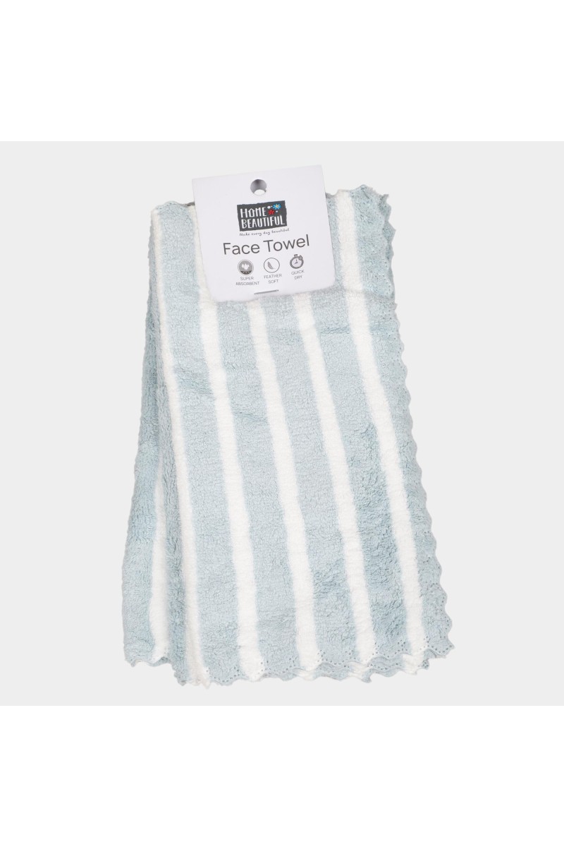 Home Beautiful 220 GSM Blue Microfiber Face Towel - (M3191)