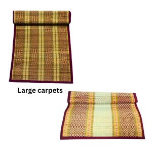 Ashan Traditional Handwoven Straw Mats – Foldable Floor Carpets for Home, Outdoor, Yoga, Picnic – Durable & Lightweight (Combo of 2, Multicolor)
