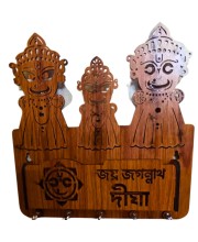 Handcrafted Wooden Key Holder for Wall | Decorative Key Stand with Hooks for Home & Office | Stylish Key Hanger Organizer (Wood Finish) (Deep Brown)