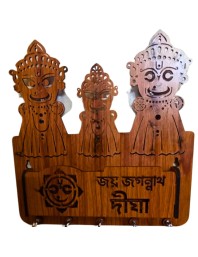 Handcrafted Wooden Key Holder for Wall | Decorative Key Stand with Hooks for Home & Office | Stylish Key Hanger Organizer (Wood Finish) (Deep Brown)